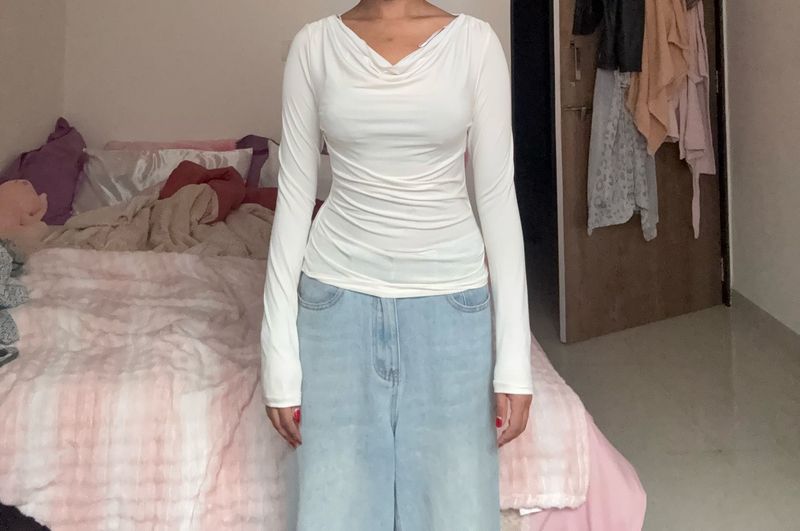 Drape Neck Long Sleeve Top