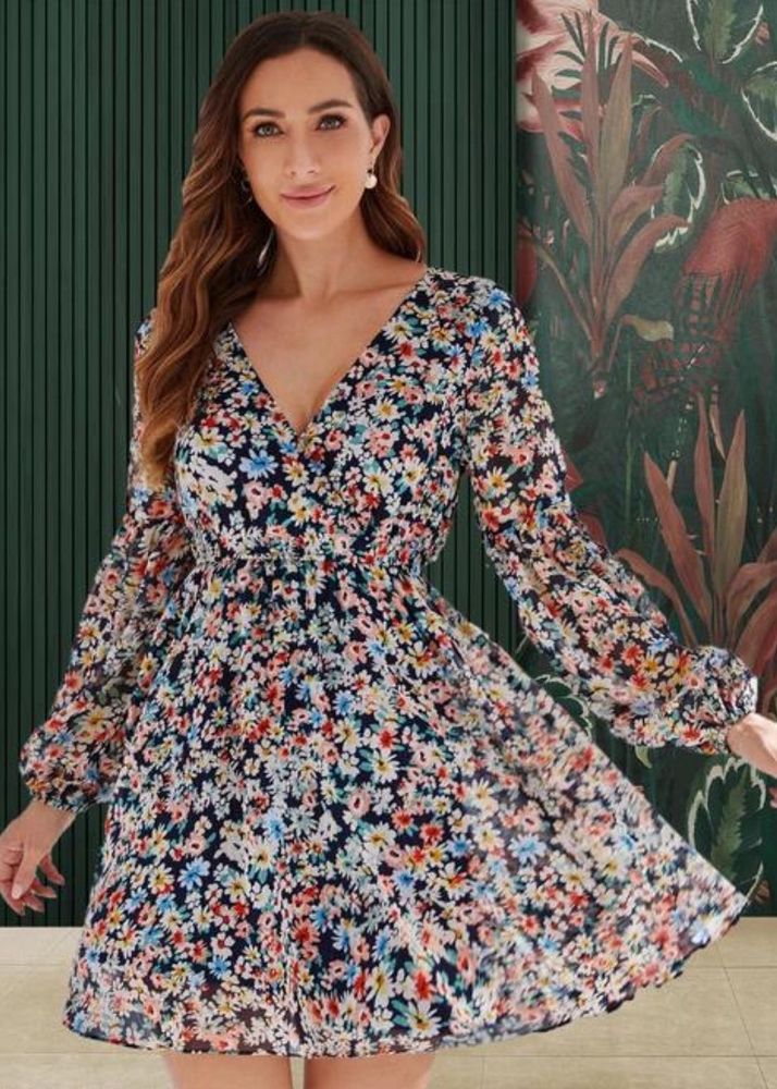 Chic Floral V-Neck Mini Dress