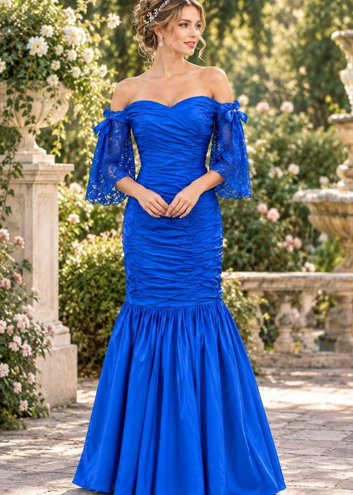 Stunning Royal Blue Off-Shoulder Gown