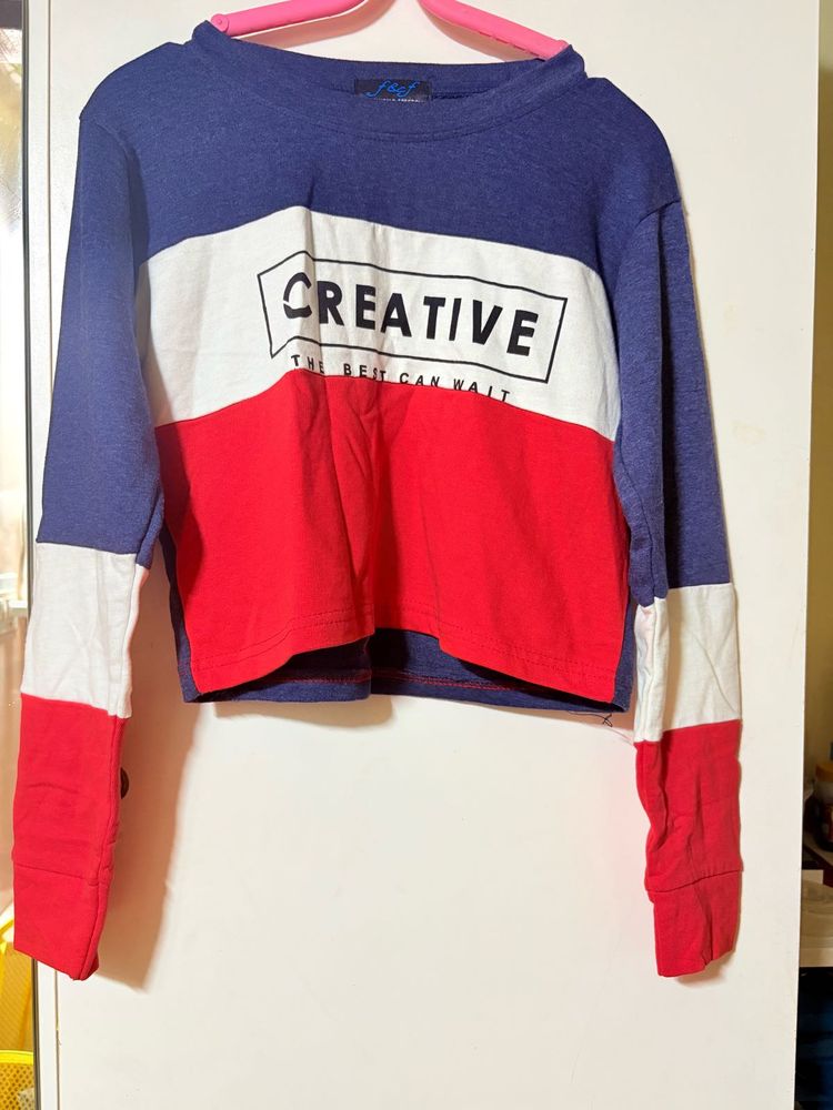Colorblock "Creative" Cropped Sweatshirt