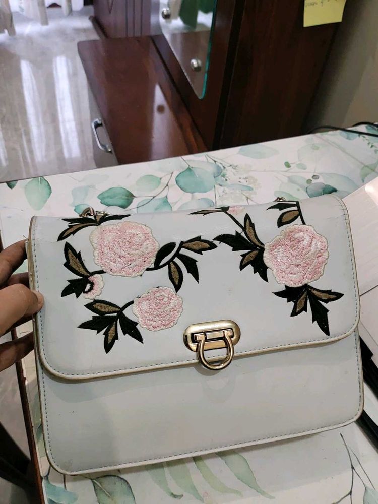 Cute Floral Embroidered Handbag
