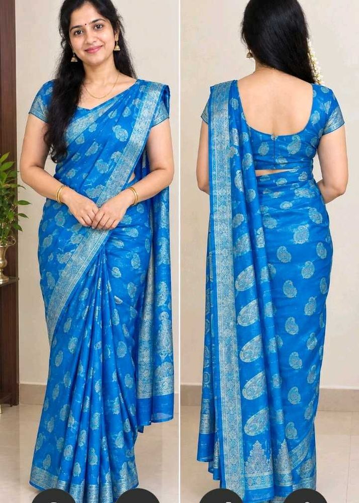 Vibrant Blue Silk Saree