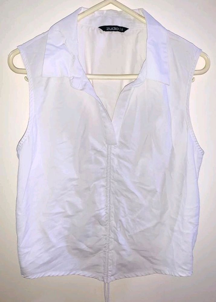 Zudio White Drawstring Crop Top