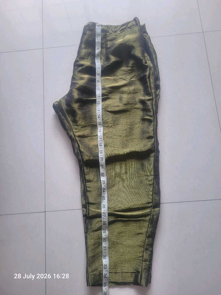 Shimmering Olive Green Palazo with pocket