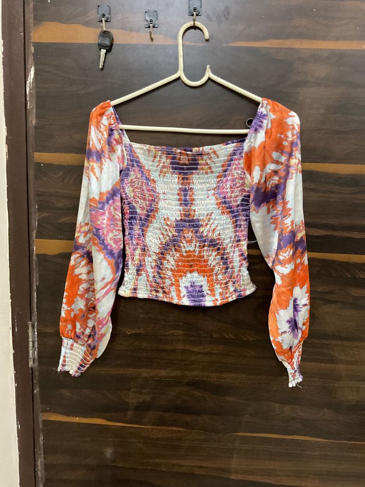Stylish Long Sleeve Satin Top