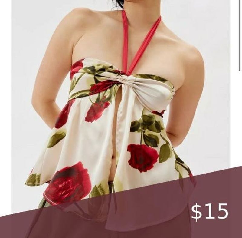 NEW Floral Print Tie Top