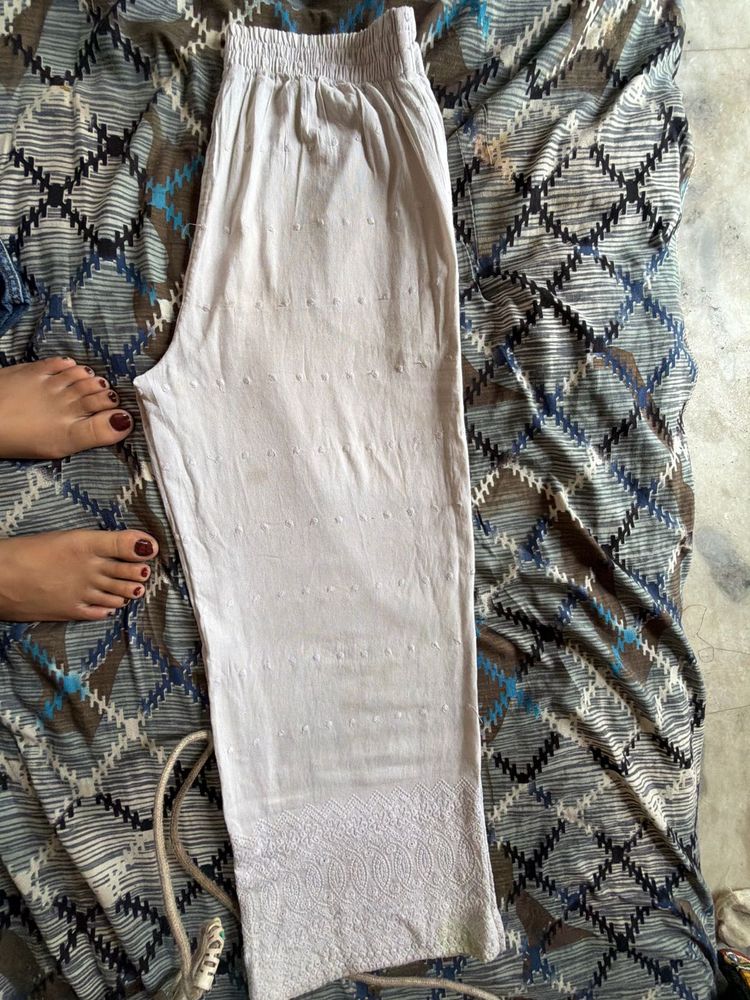 Embroidered Cotton Palazzo Pants
