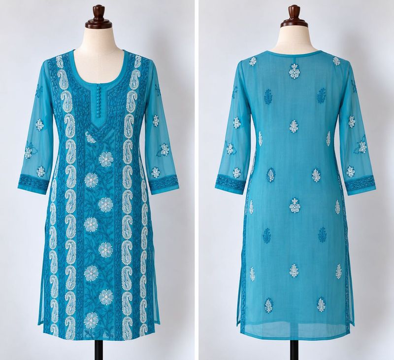 Elegant Blue Chikankari Kurta