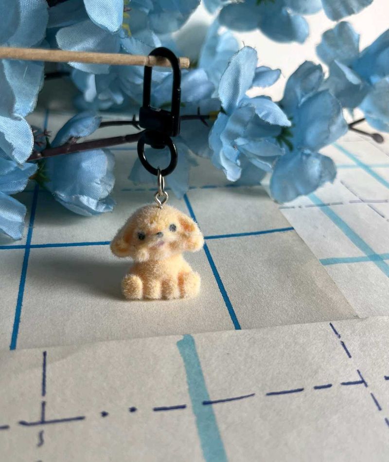 Cute Fluffy Dog Keychain Charm