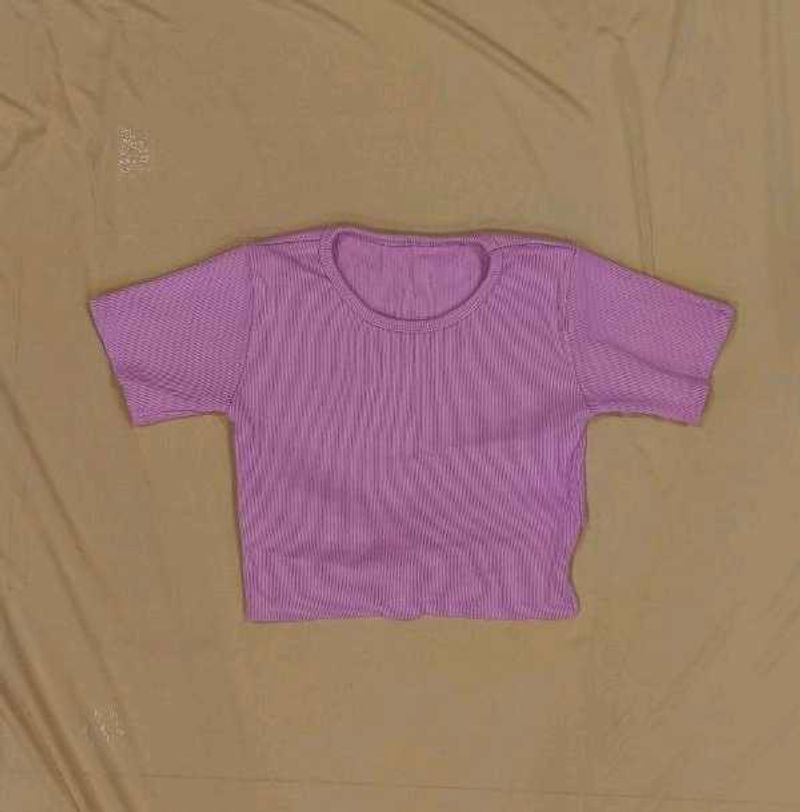 Cute Pink Ribbed Crop Top