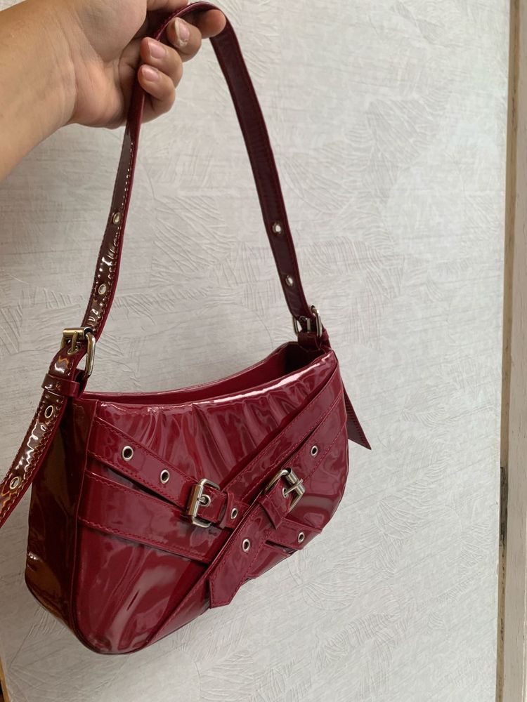 cherry red burgundy shoulder bag