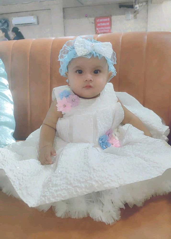 Adorable Baby Girl's White Frock