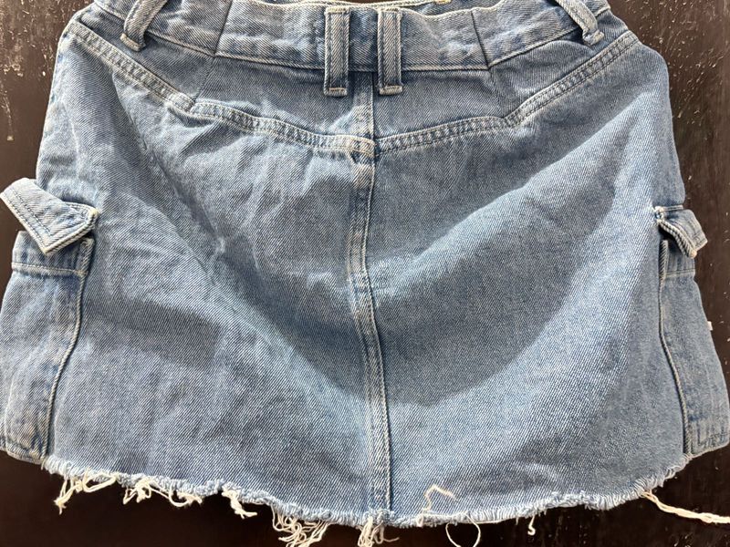 Denim Cargo Mini Skirt