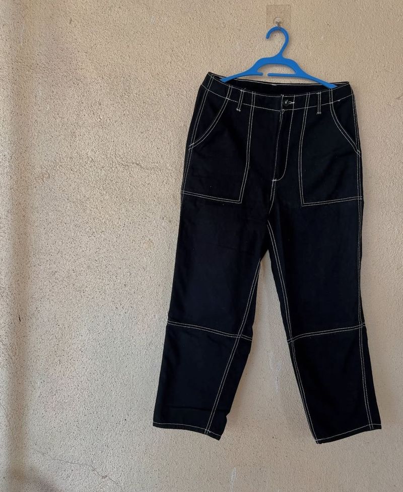 Black Cropped Carpenter Pants