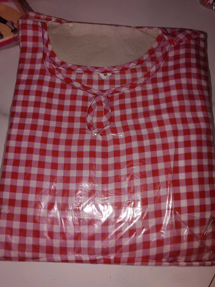 Red &amp; Pink Gingham Kurti