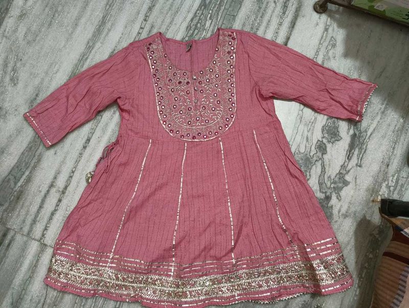 Pink Embroidered Kurti