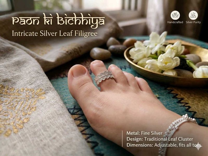 Intricate Silver Leaf Toe Ring