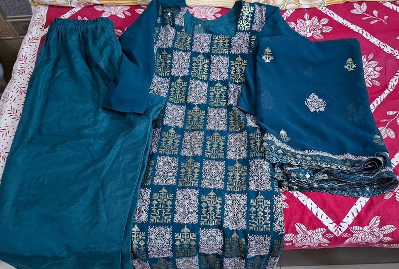 Beautiful Teal Kurta Set with Dupatta