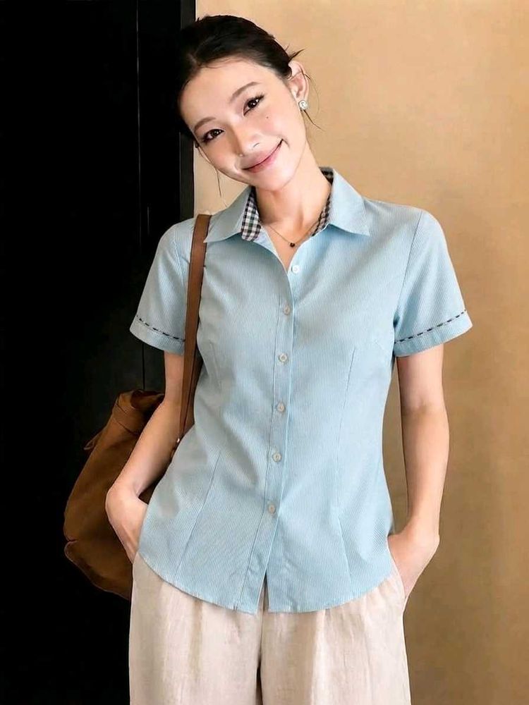 New with tag Korean Pintrest Blue shirt