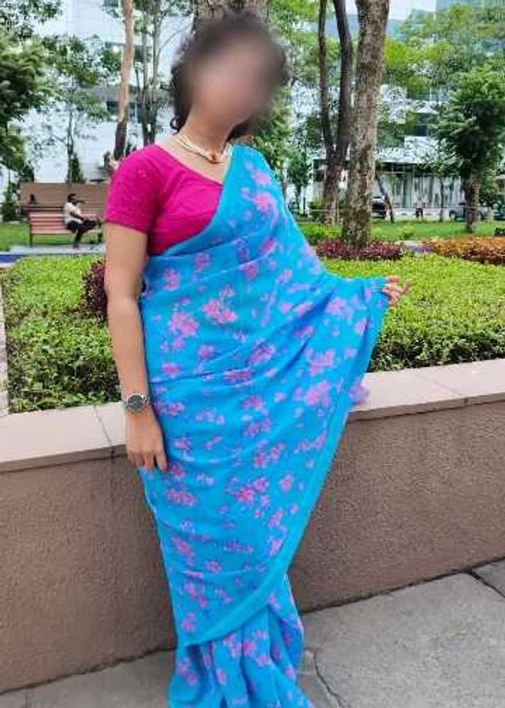 Beautiful Blue Floral Saree