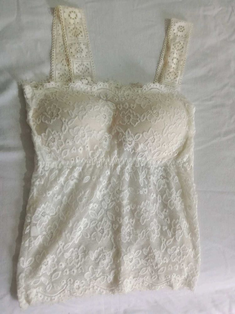 sheer paded White Lace top