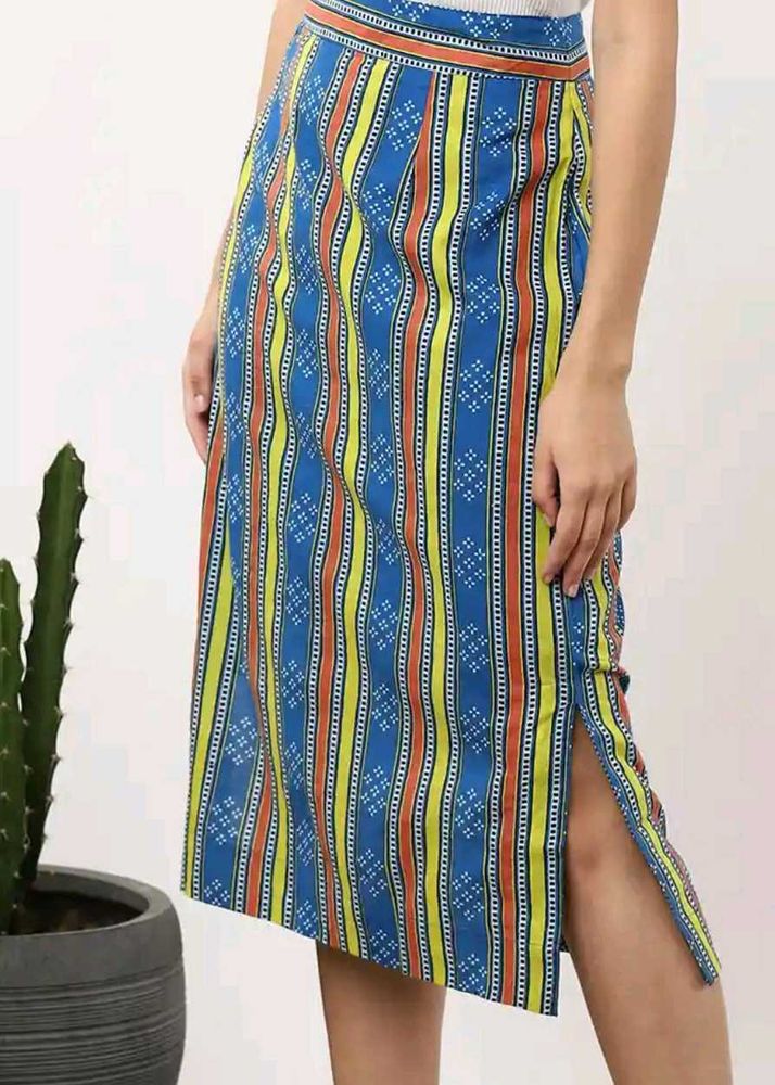 Boho Striped Ethnic Midi Skirt
