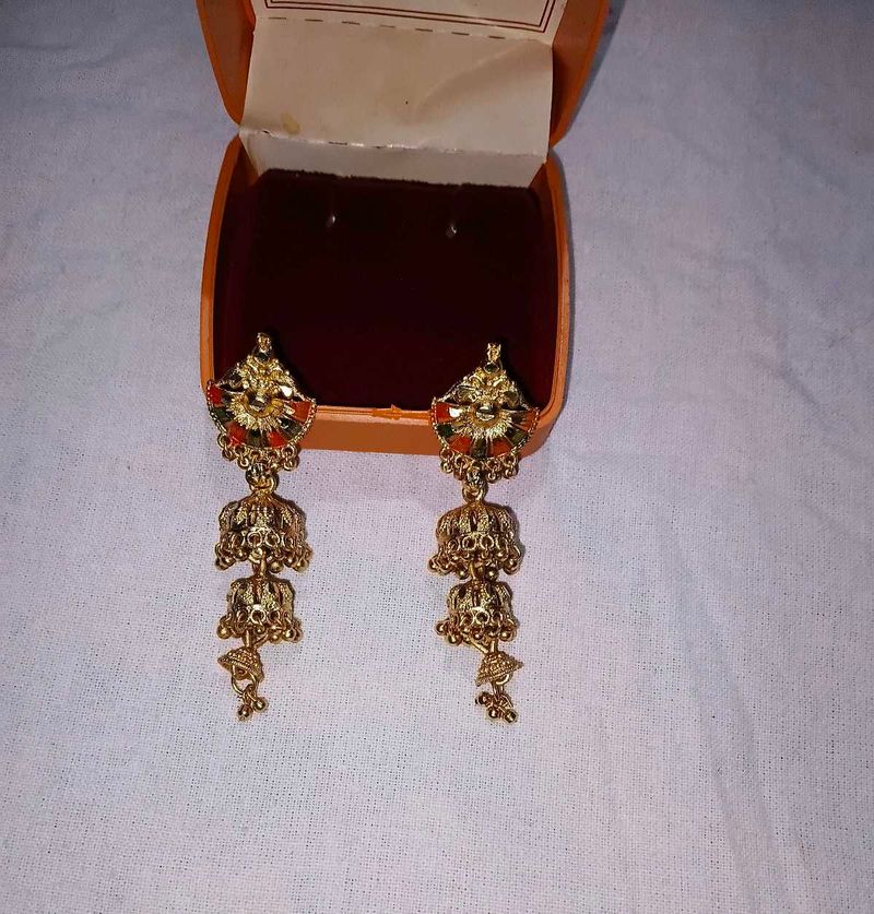 Elegant Gold Jhumka Earrings