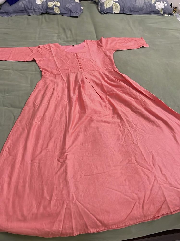 Coral Pink Anarkali gown Kurta