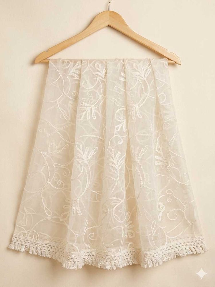 Embroidered Dupatta with Tassels