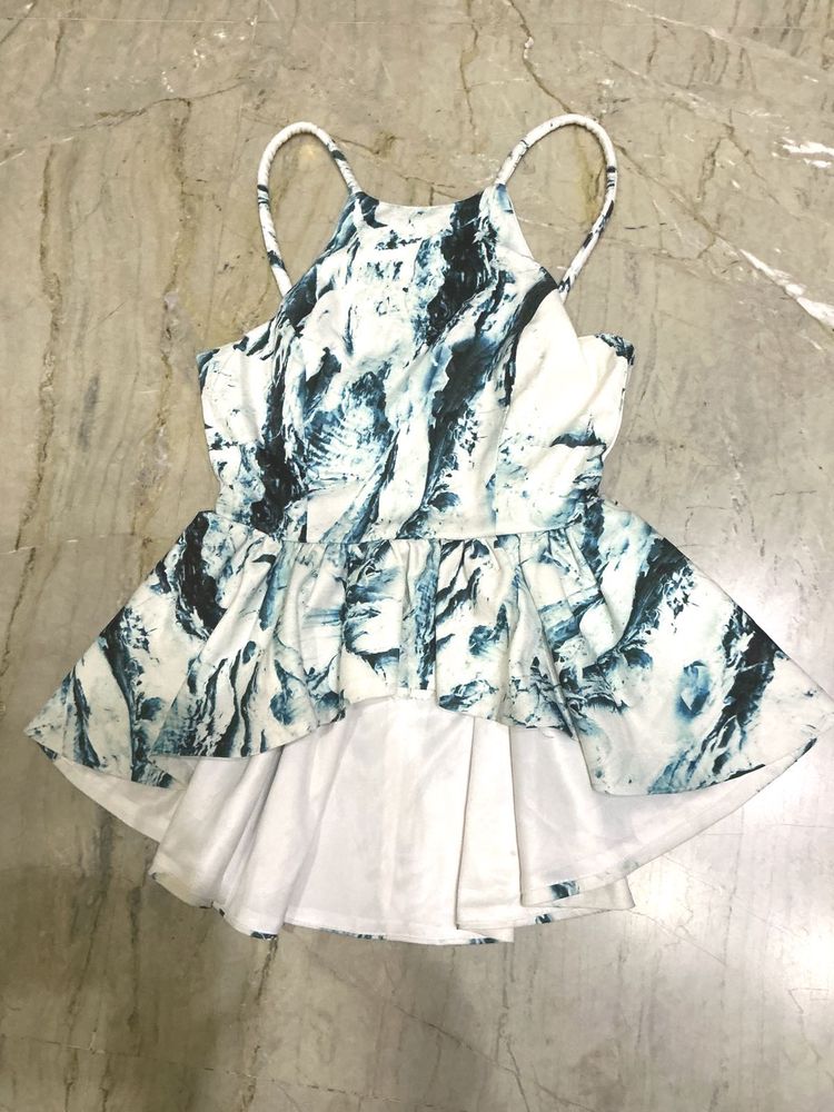 Stylish Marble Print Peplum Top