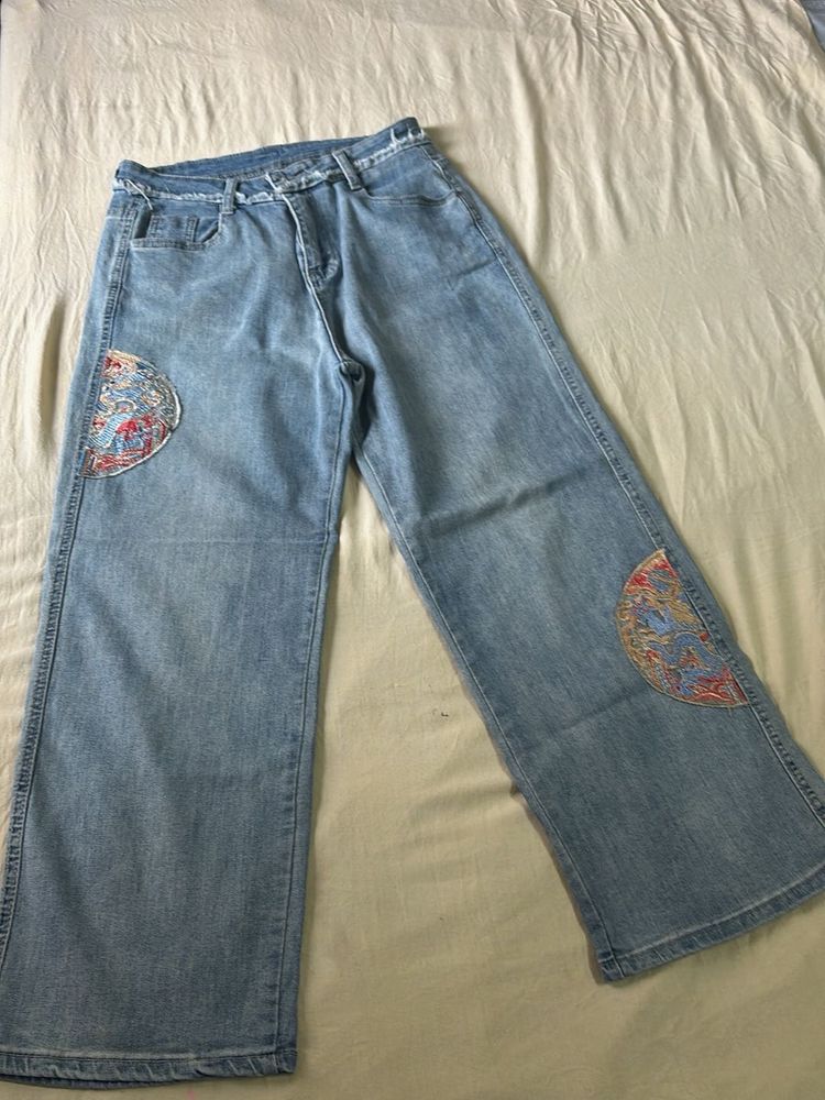 Embellished Wide Leg Jeans