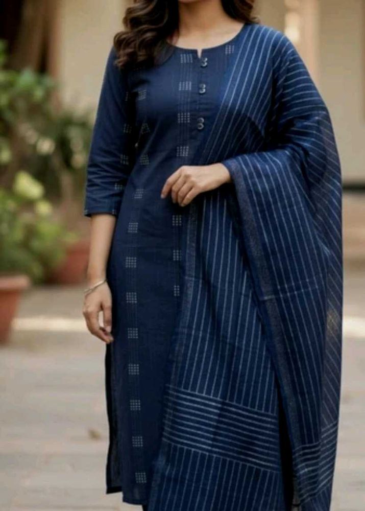 Elegant Navy Blue Kurta with Dupatta