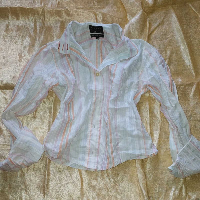 Striped Button-Up Blouse
