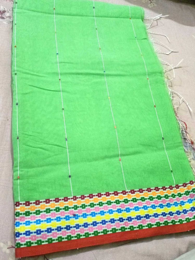Green Cotton Ethnic saree