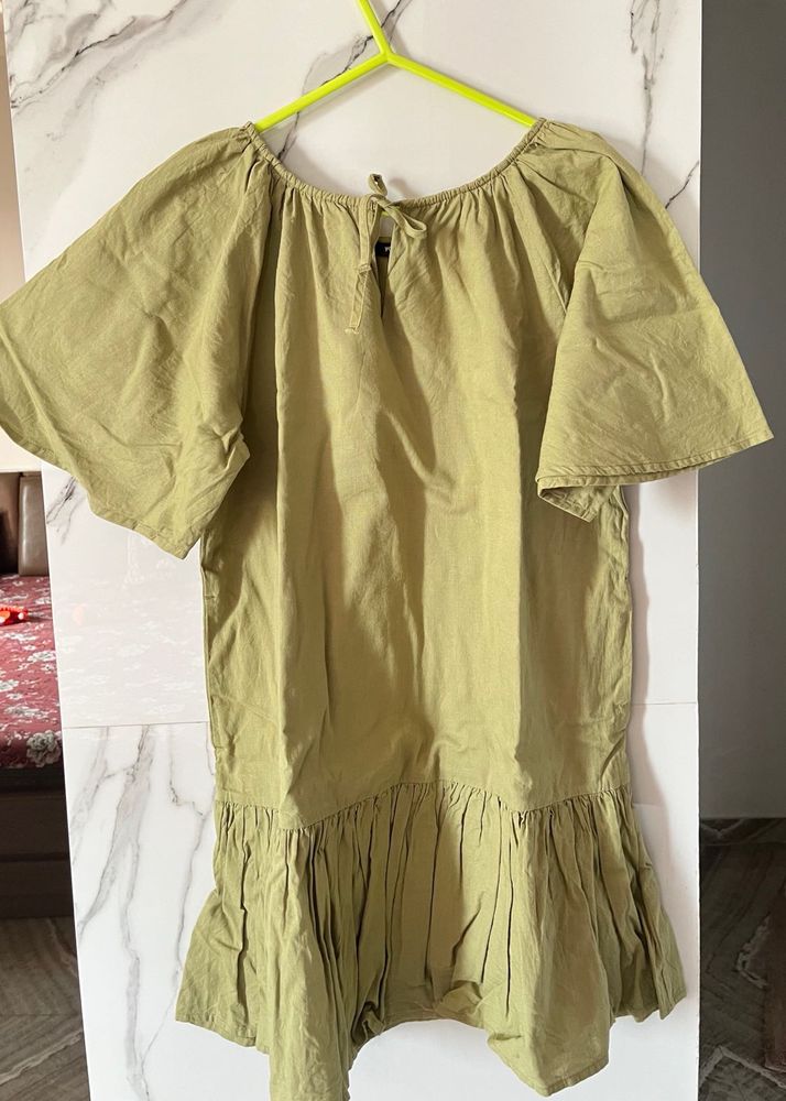 Olive Green Ruffle Dress