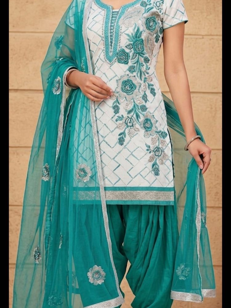 Teal &amp; Silver Salwar Kameez