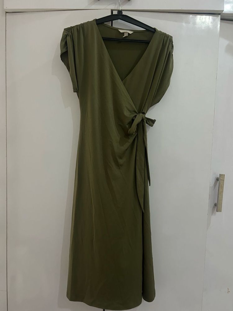 Olive Green Wrap Dress