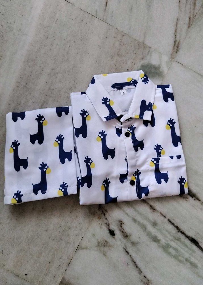Giraffe Print Shirt Bottom Set