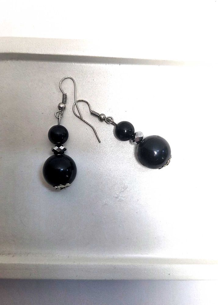 Elegant Black Beaded Earrings