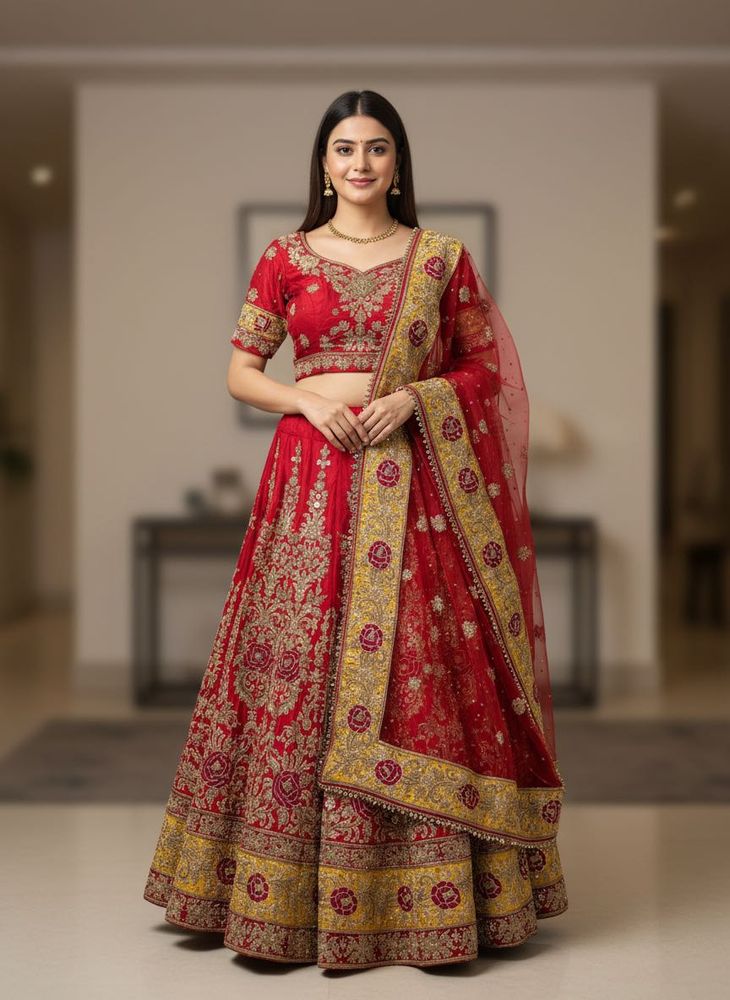 Royal Silk Bridal Lehenga Choli &amp; Heavy Dupatta