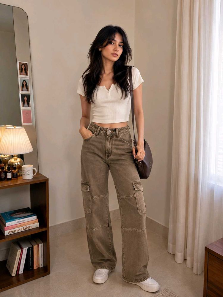 Stylish Wide-Leg Cargo Jeans