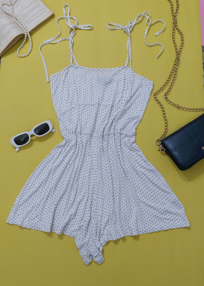 Polka Dot Playsuit / Romper - Size UK 10
