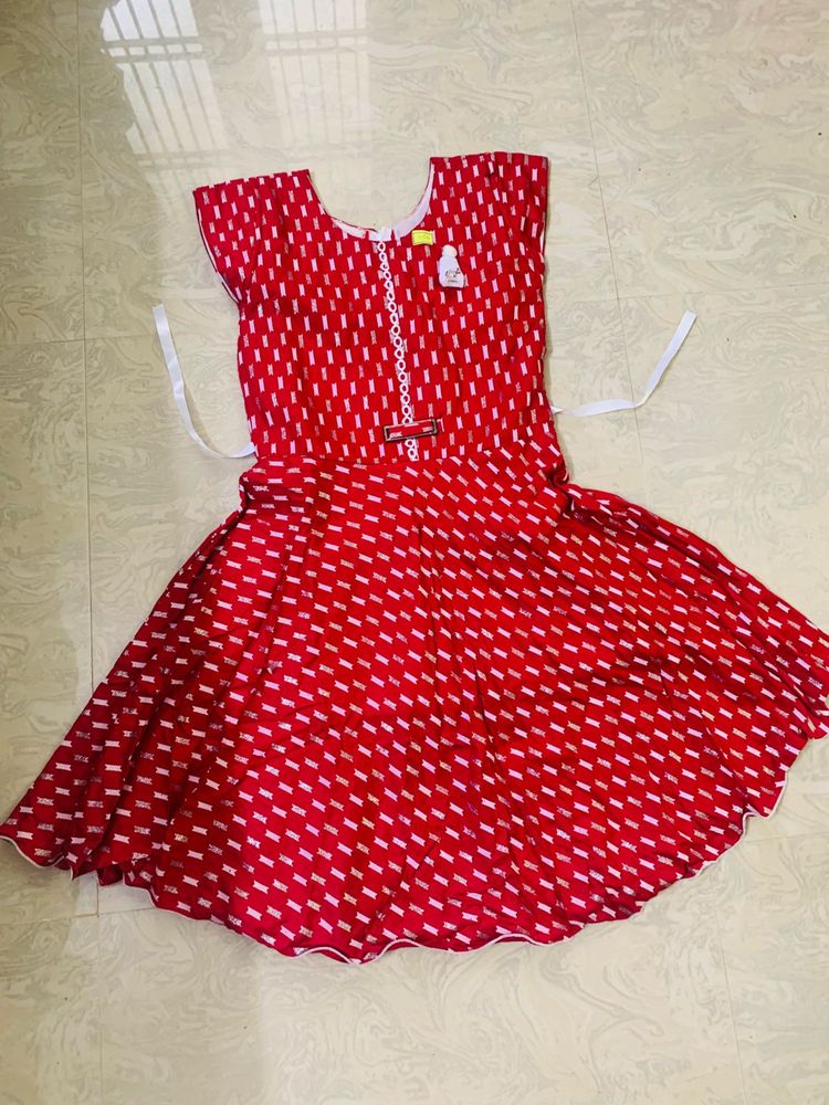 Cute Red &amp; White Patterned Dress