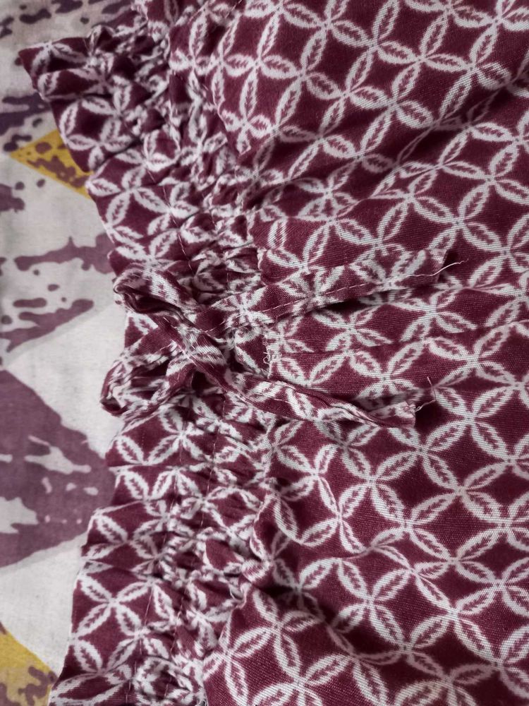 Maroon &amp; White Printed shorts for women
