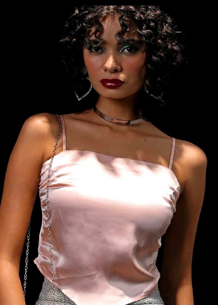 y2k pink satin top