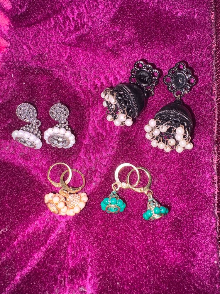 Earrings multicolor Jhumkas Set of 4