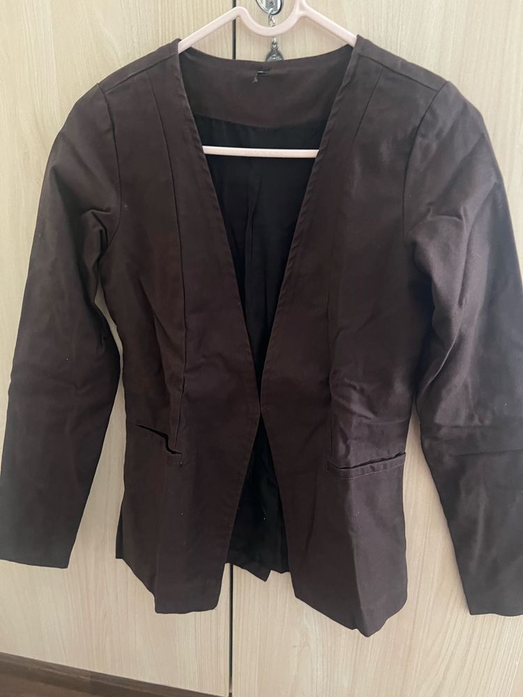Brown Open Front Blazer