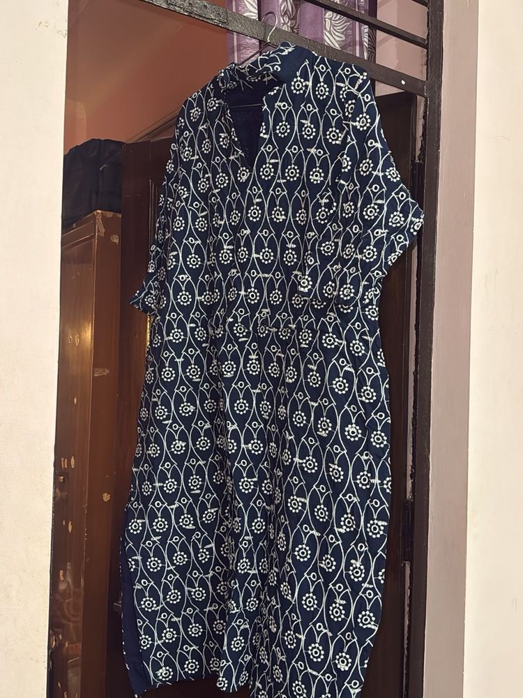 Stylish Navy Blue Printed Kurta