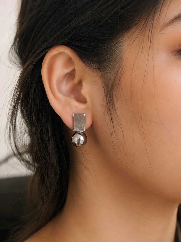 Minimalist Silver Ball Drop Earrings