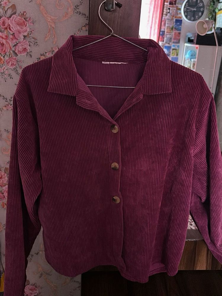 Burgundy Corduroy Collared Shirt